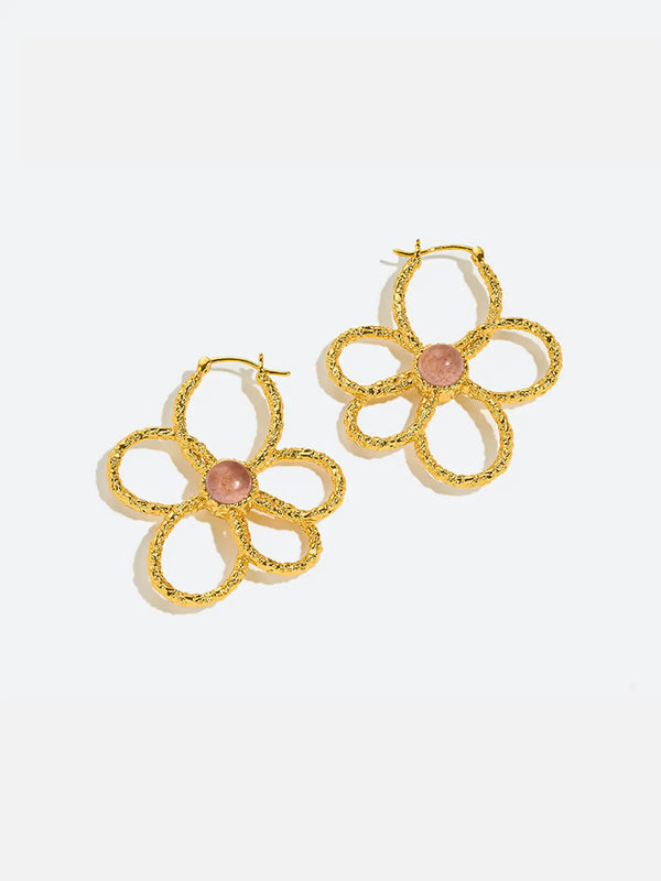 Openwork Flower Hoop Earrings