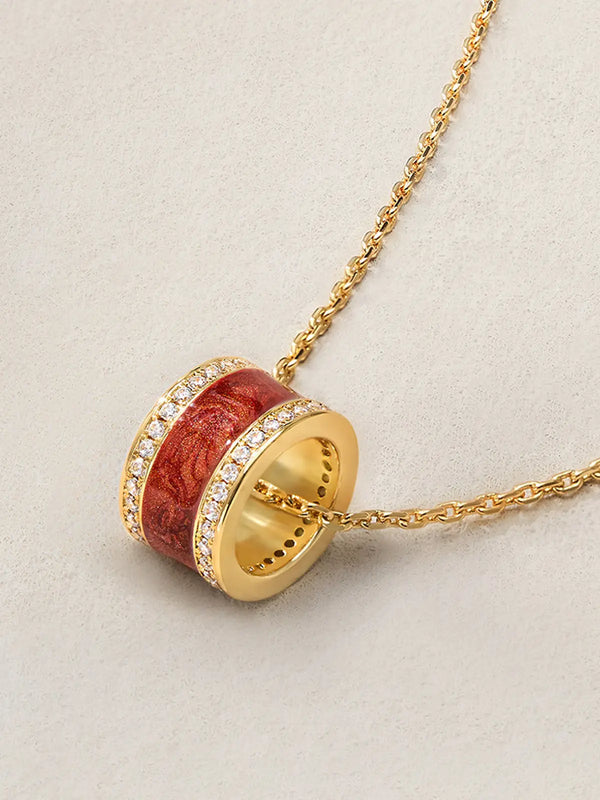 Red Glaze Zircon Necklace