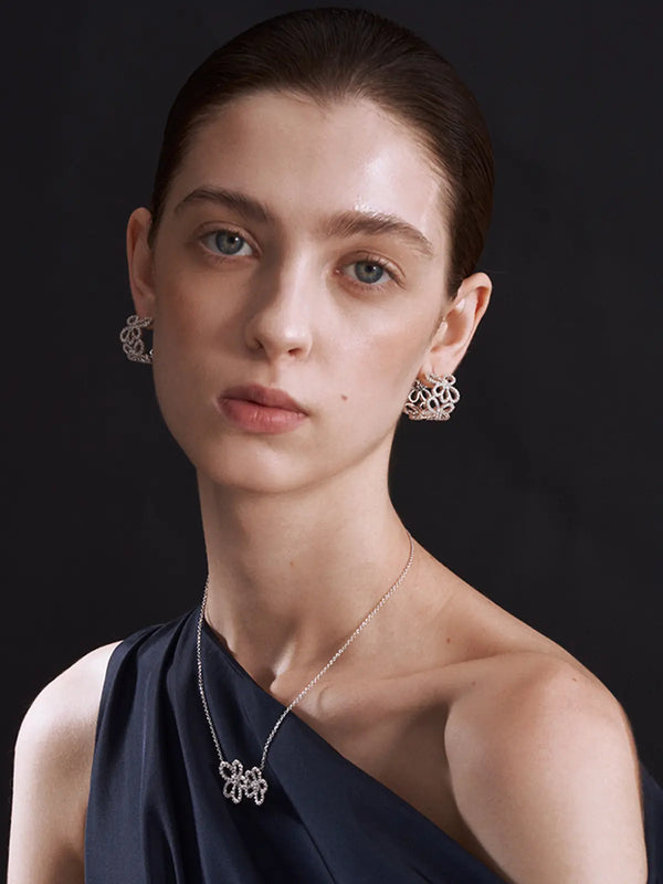 Silver Openwork Flower Hoop Earrings