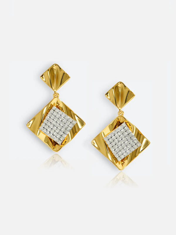 Streamer Wave Diamond Drop Earrings